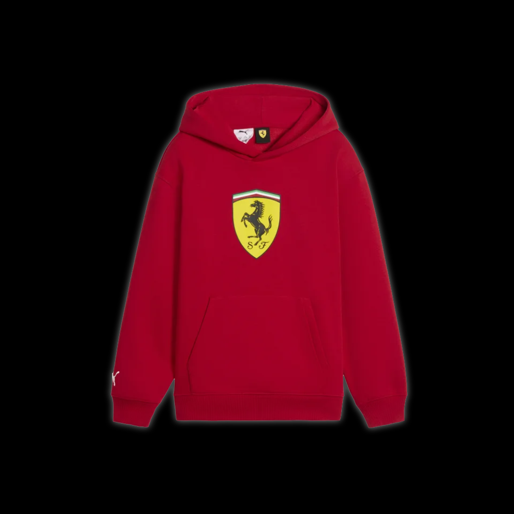 FELPA CON CAPPUCCIO SCUDERIA FERRARI COLOURED SHIELD BAMBINO