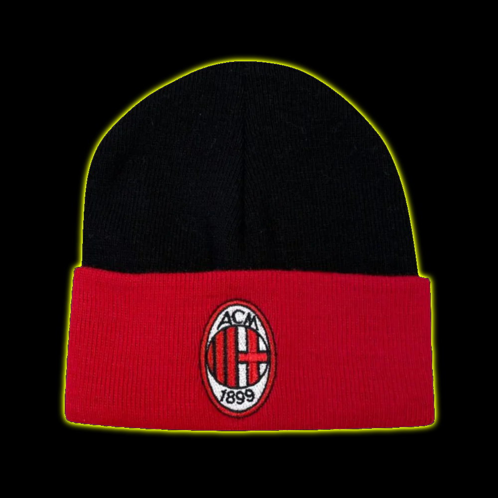 CAPPELLO IN LANA NERO CON FASCIA ROSSA AC MILAN