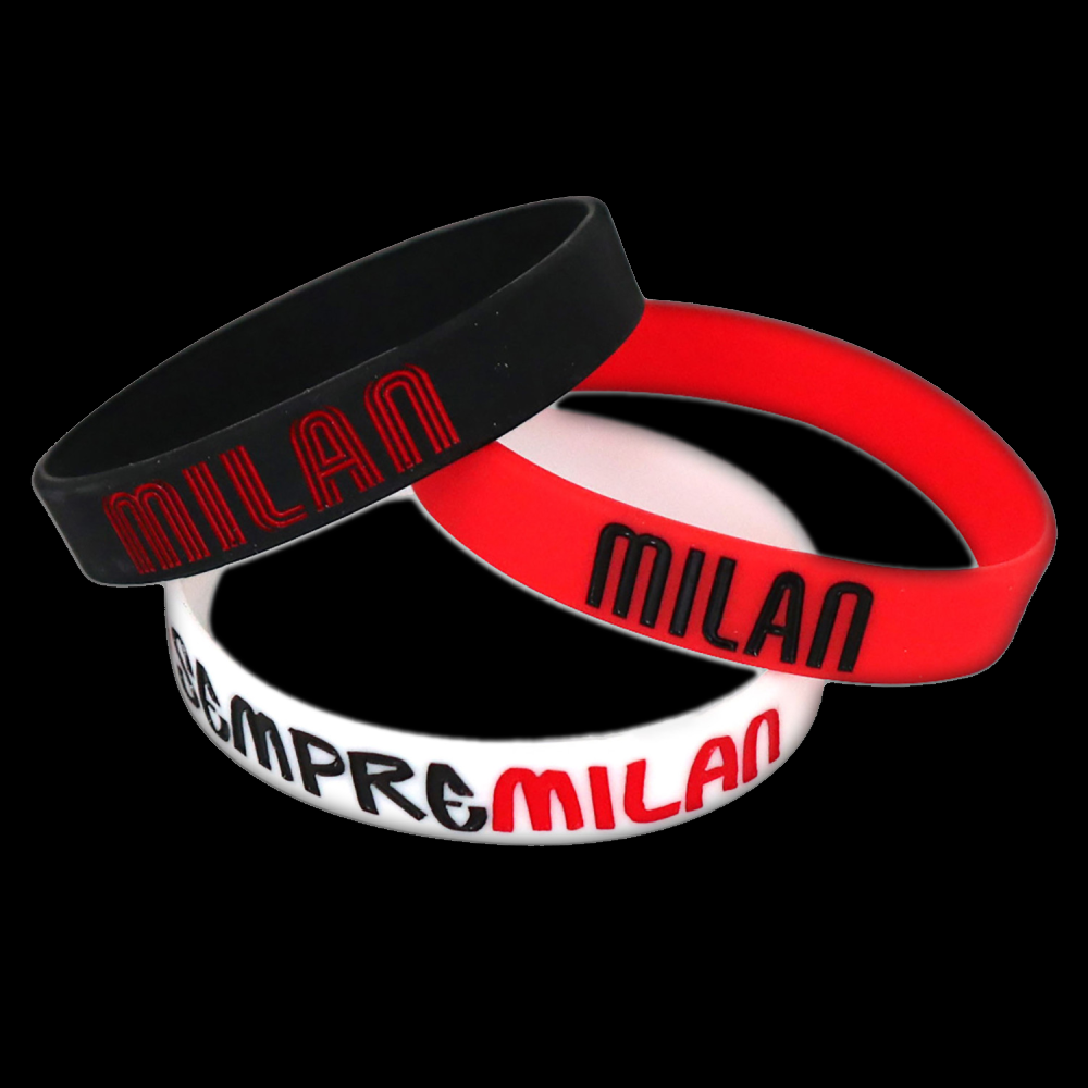 TRIS BRACCIALETTI IN SILICONE AC MILAN